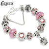 CUTEECO 925 Fashion Silver Charms Bracelet Bangle For Women Crystal Flower Fairy Bead Fit Brand Bracelets Jewelry Pulseras Mujer