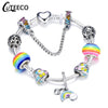 CUTEECO 925 Fashion Silver Charms Bracelet Bangle For Women Crystal Flower Fairy Bead Fit Brand Bracelets Jewelry Pulseras Mujer