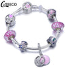 CUTEECO 925 Fashion Silver Charms Bracelet Bangle For Women Crystal Flower Fairy Bead Fit Brand Bracelets Jewelry Pulseras Mujer