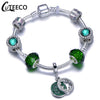 CUTEECO 925 Fashion Silver Charms Bracelet Bangle For Women Crystal Flower Fairy Bead Fit Brand Bracelets Jewelry Pulseras Mujer